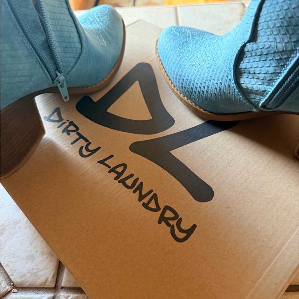 Dirty Laundry Teal Patterned Ankle Boots